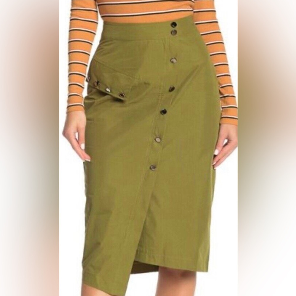 J.O.A Anthropologie Green Midi Skirt
